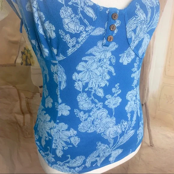 NEW Free People Vanessa Top In Blue - Picture 6 of 11